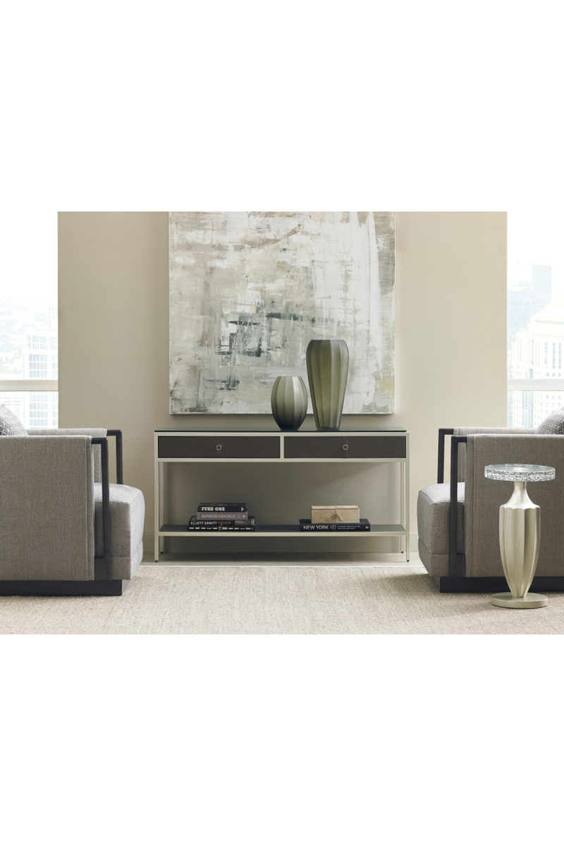Taupe Fluted Accent Table | Caracole Just A Little Jazz | Oroatrade.com
