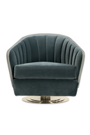 Chanelled Turquoise Swivel Chair | Caracole Concentric | Oroatrade.com