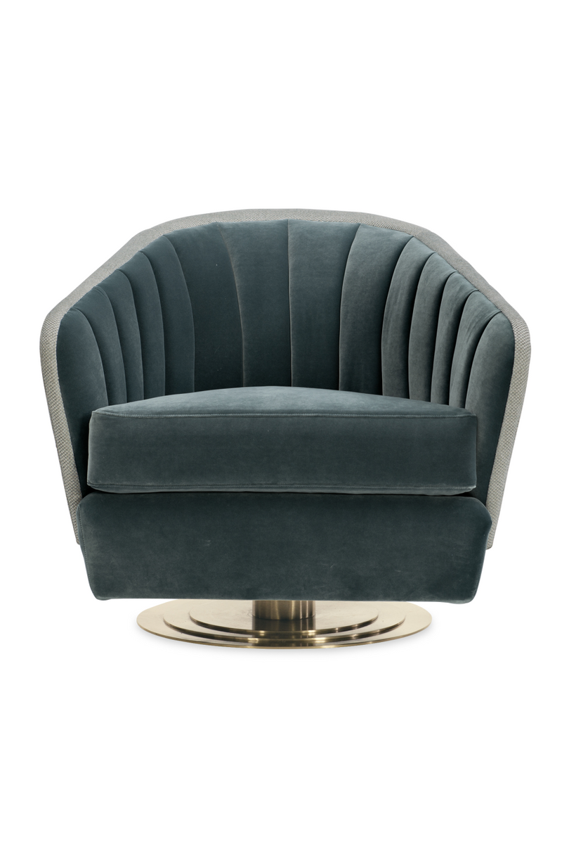 Chanelled Turquoise Swivel Chair | Caracole Concentric | Oroatrade.com