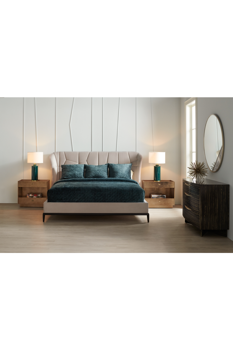 Beige Modern Upholstered California King Bed | Caracole Vector | Oroatrade.com