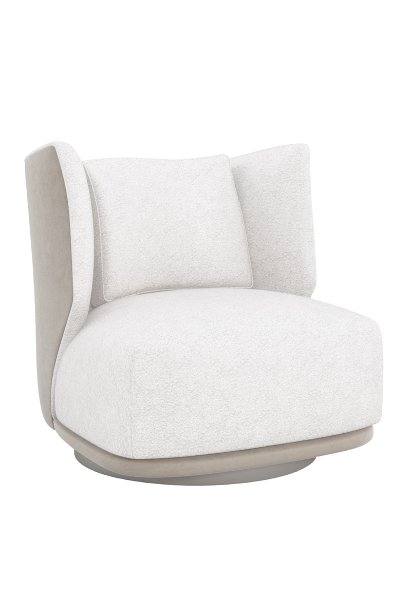 White Bouclé Swivel Chair | Caracole Seville | Oroatrade.com
