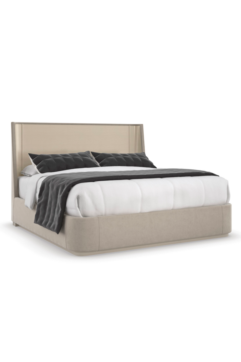 Beige Suede Platform Bed | Caracole Da Vita | Oroatrade.com