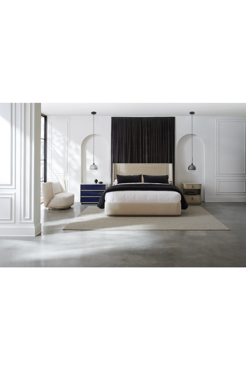 Beige Suede Platform Bed | Caracole Da Vita | Oroatrade.com