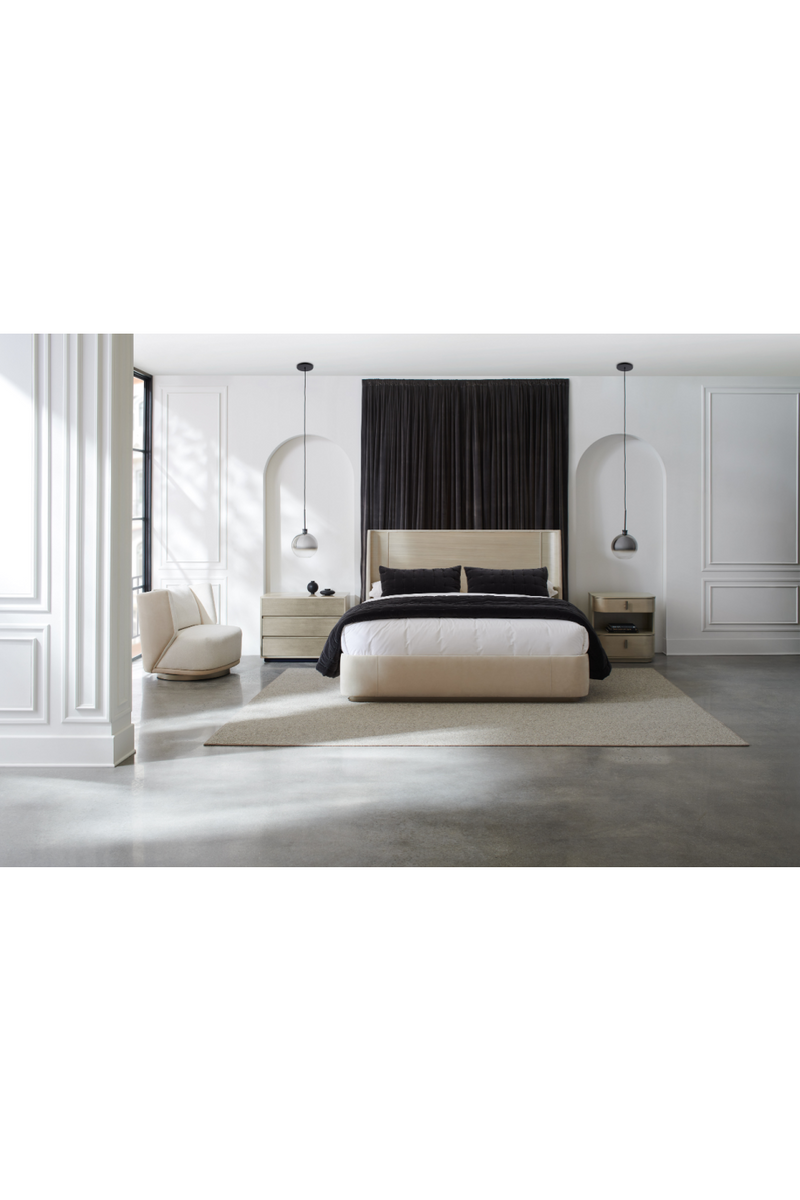 Beige Suede Platform Bed | Caracole Da Vita | Oroatrade.com