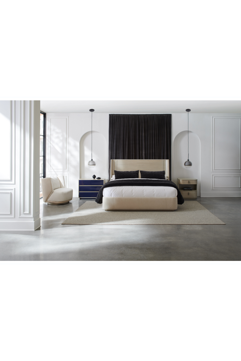 Beige Suede Upholstered California King Bed | Caracole Da Vita | Oroatrade.com