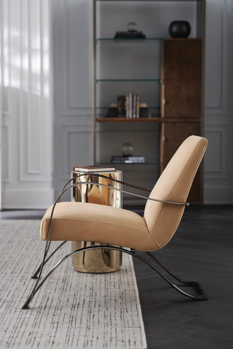 Light Brown Leather Lounge Chair | Caracole Opening Act | Oroatrade.com