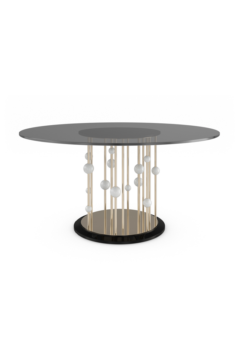 Round Gray Glass Dining Table | Caracole Orbit | Oroatrade.com