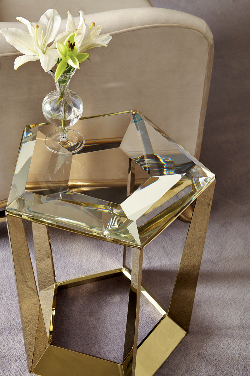 Beveled Crystal Side Table | Caracole The Gem | Oroatrade.com