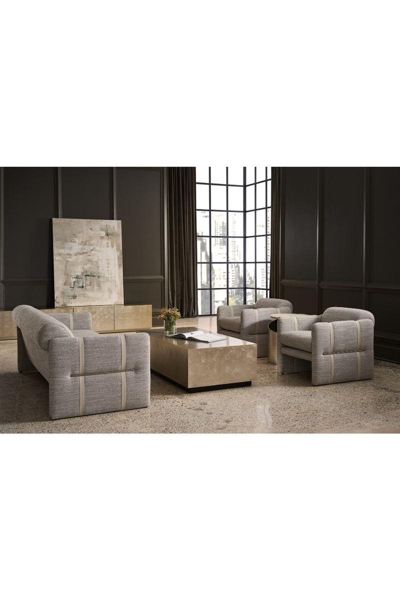 Taupe Leather Strapped Sofa | Caracole Cigar Club | Oroatrade.com