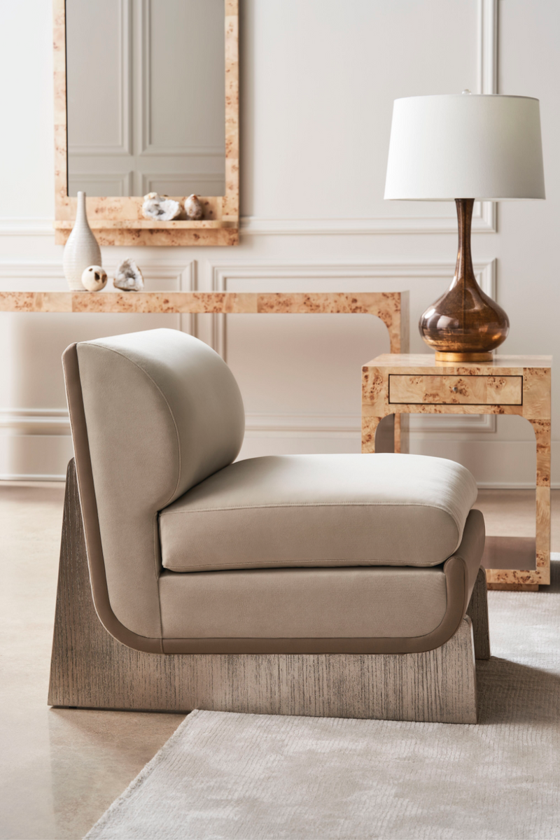 Taupe Velvet Accent Chair | Caracole You Sleigh Me | Oroatrade.com