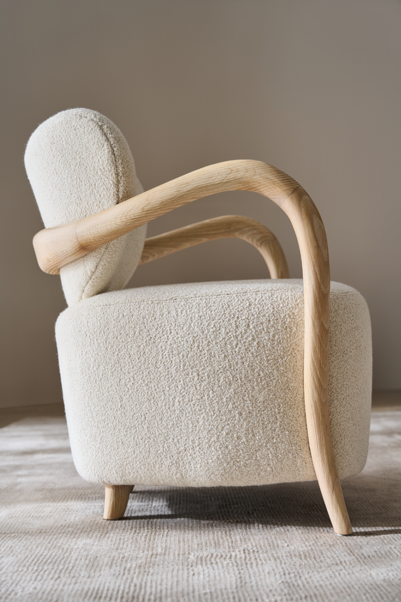 Concave Back Boucle Accent Chair | Caracole Ashanti | Oroatrade.com