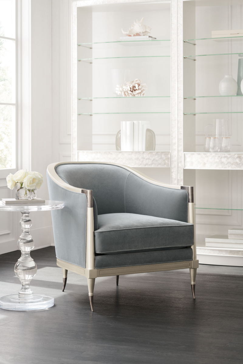 Gray Curved Lounge Chair | Caracole Splash Of Flash | Oroatrade.com