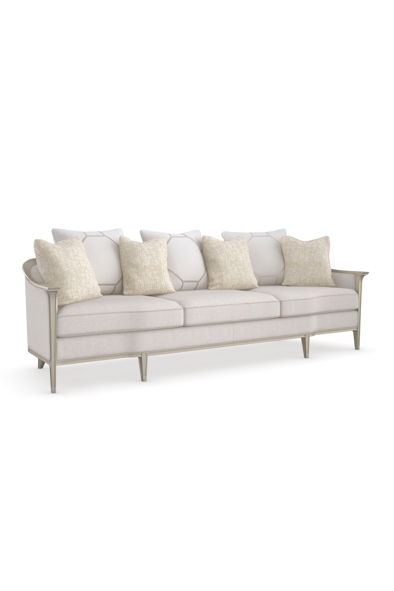 White Herringbone Upholstered Sofa | Caracole Eaves Drop 110 | Oroatrade.com