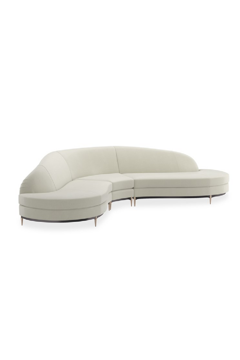 White Velvet Sectional Sofa | Caracole Three's Company | Oroatrade.com