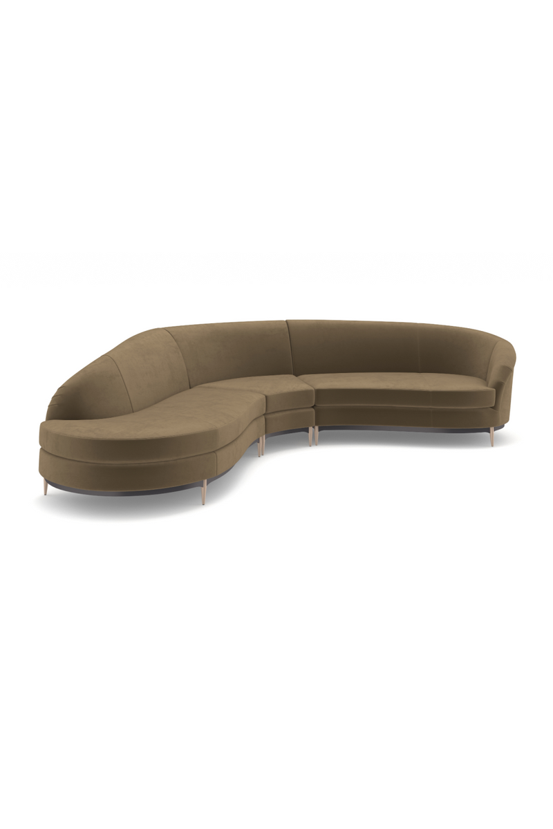 Velvet Curved 3-Piece Sectional Sofa | Caracole Three'S Company | Oroatrade.com