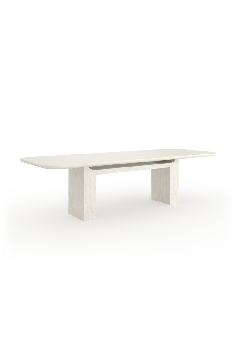 Travertine Pedestal Rectangular Dining Table | Caracole Overlap | Oroatrade.com