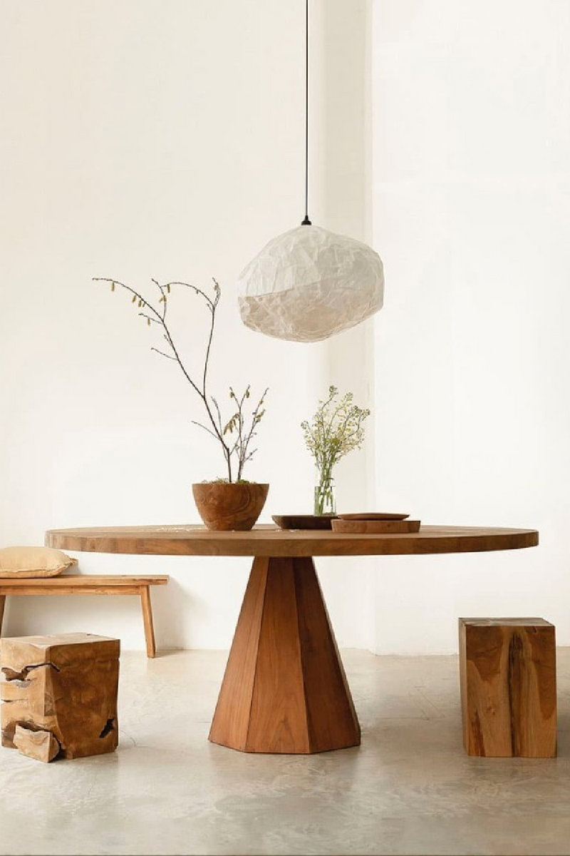 Natural Round Teak Dining Table L | Dareels Jati | Oroatrade.com