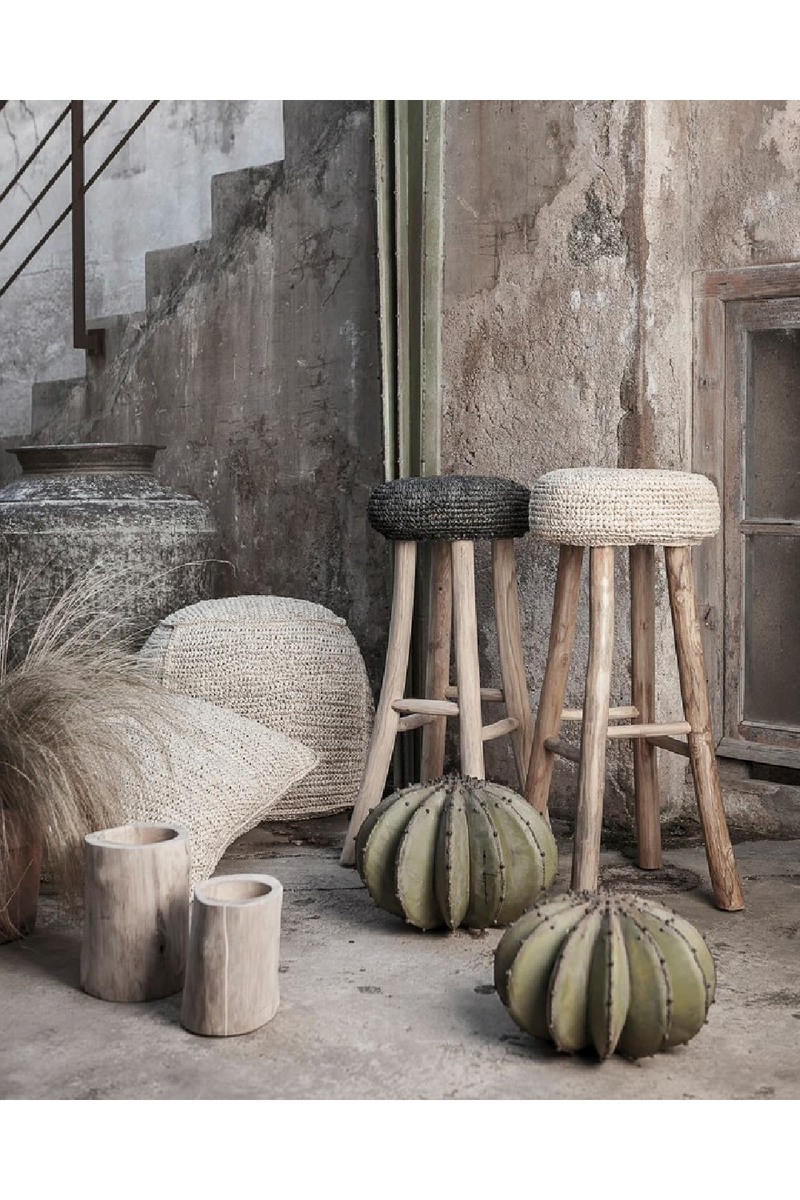 Seagrass Covered Teak Stool | Dareels Alga | Oroatrade.com