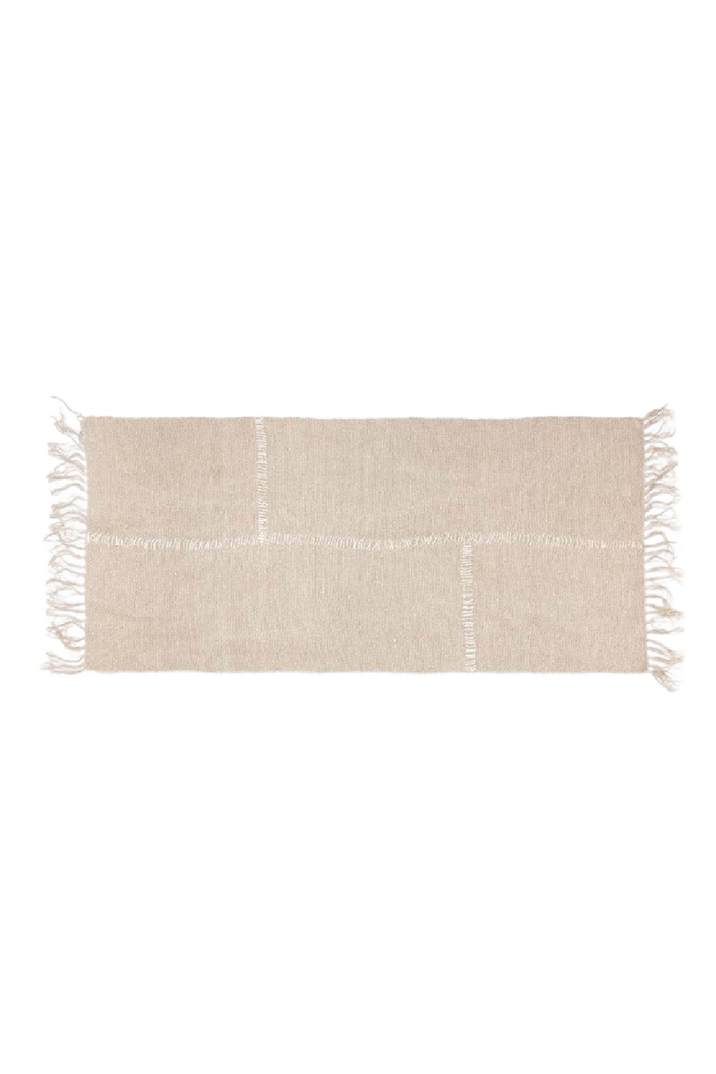 Cream Fringed Linen Rug | Dareels Bhalki | Oroatrade.com