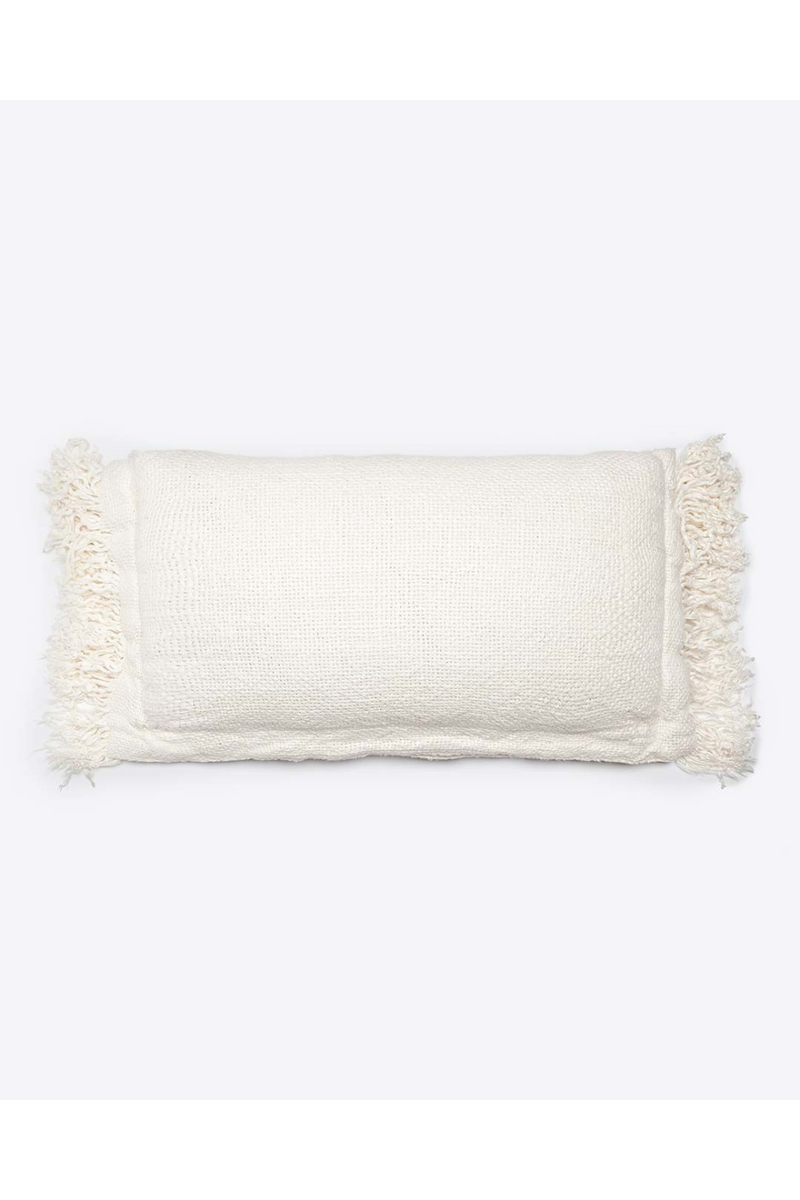 White Linen Fringed Cushion Cover | Dareels Mavur | Oroatrade.com