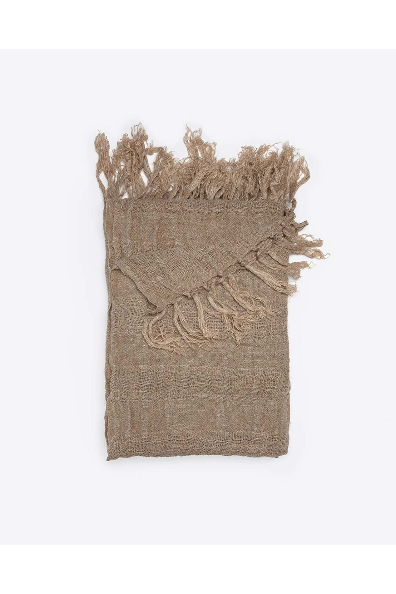 Natural Linen Fringed Plaid | Dareels Akot | Oroatrade.com