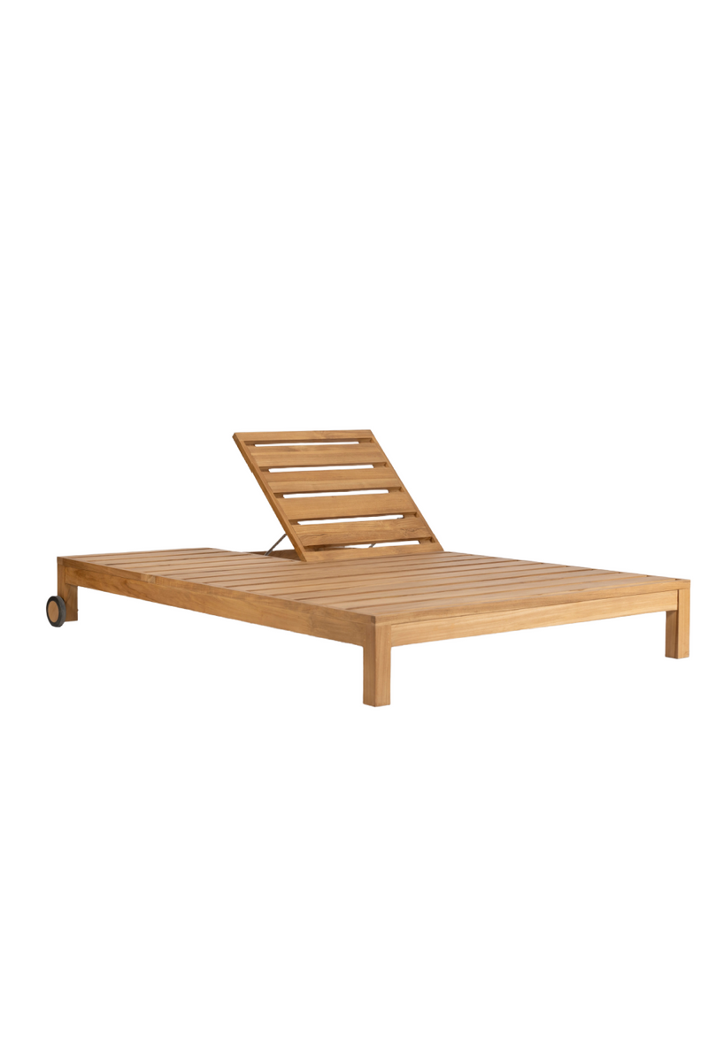 2-Wheeled Teak Outdoor Sun Bed | Dareels Genesis | Oroatrade.com