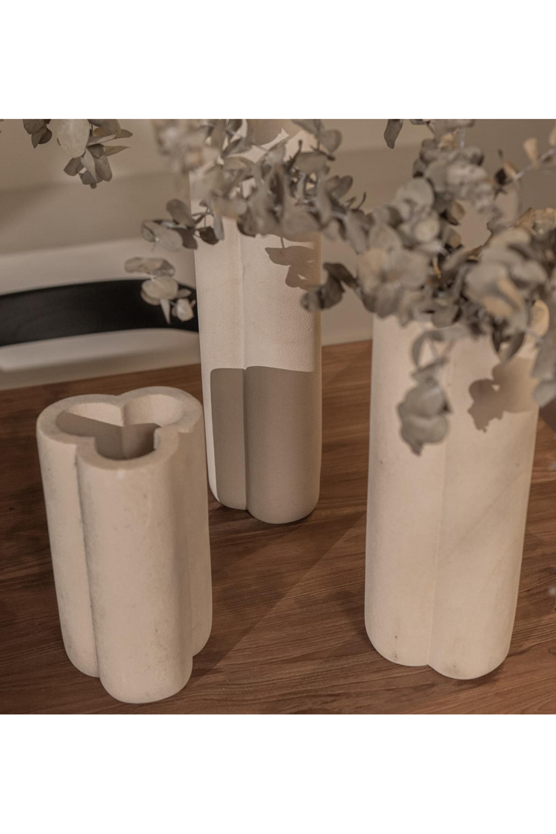 White Sculptured Sandstone Vase | dBodhi | Oroatrade.com