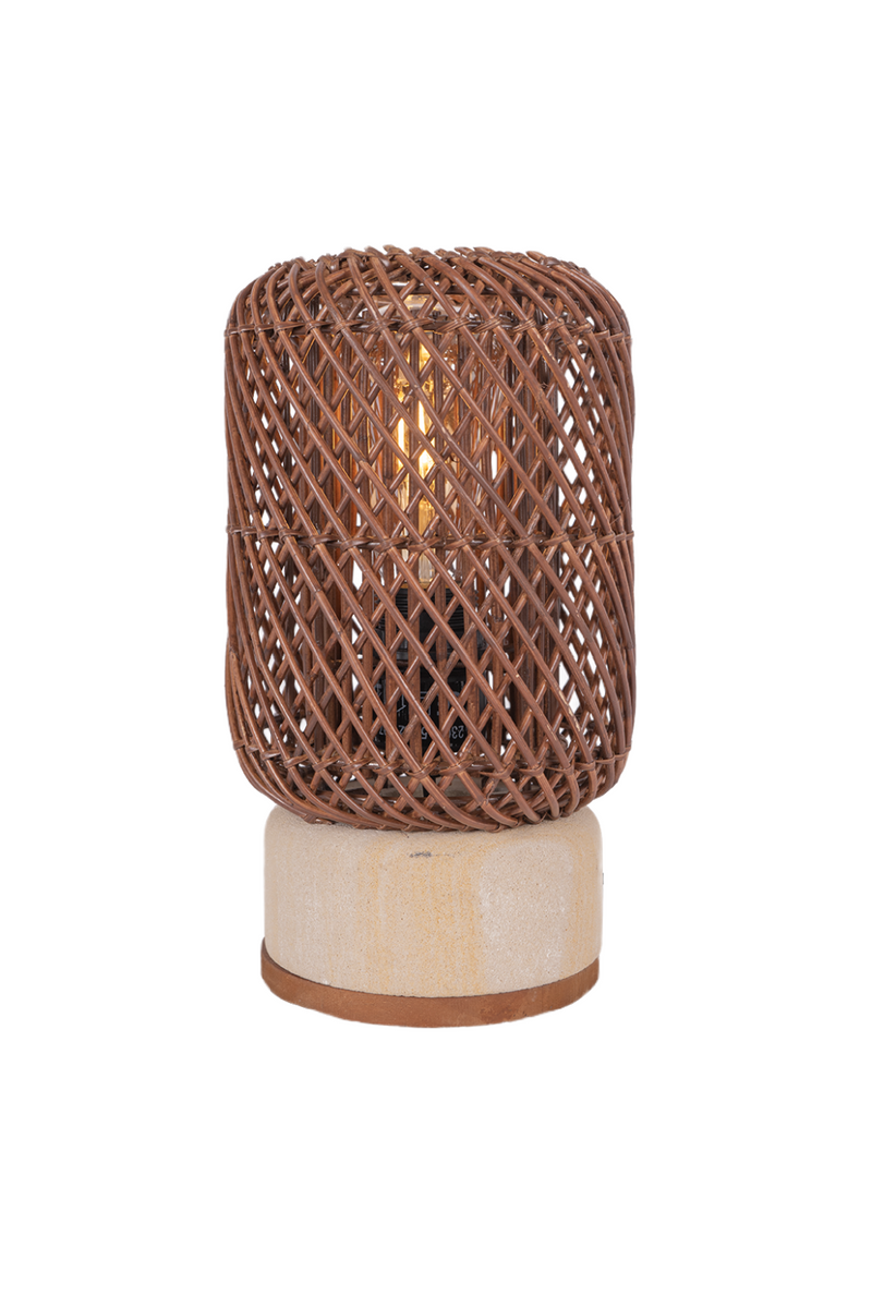 Brown Rattan Cylindrical Table Lamp | dBodhi Pole | Oroatrade.com