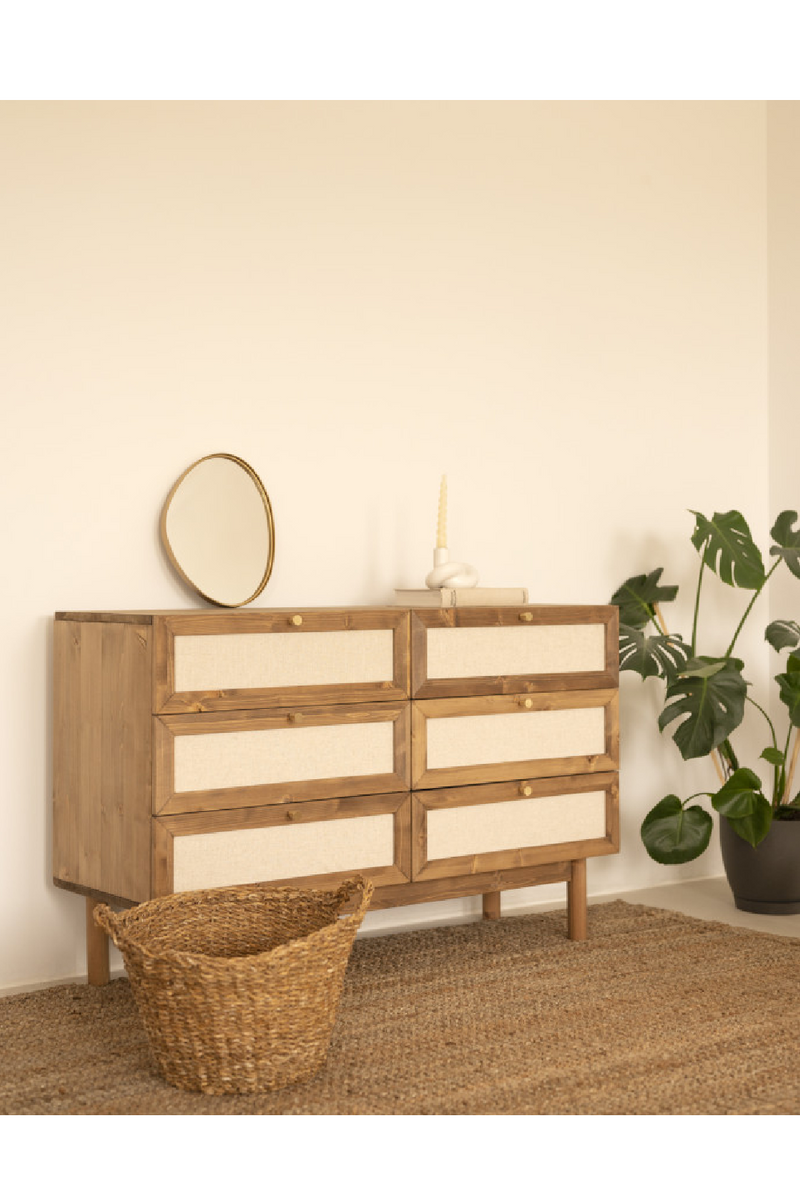 Wood Framed Fabric 6-Drawer Chest | Decowood Linen | Oroatrade.com