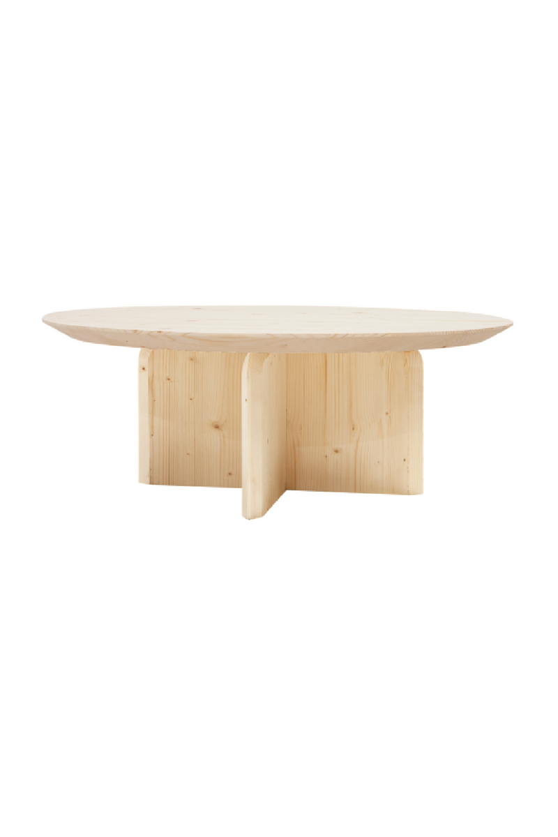 Varnished Wood Round Coffee Table | Decowood Bloom | Oroatrade.com