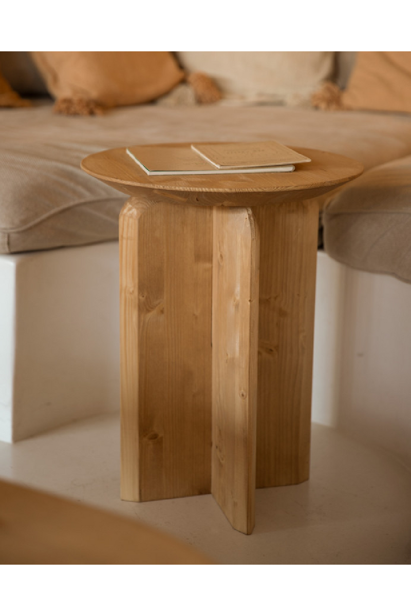 Round Solid Wood Side Table | Decowood Bloom | Oroatrade.com