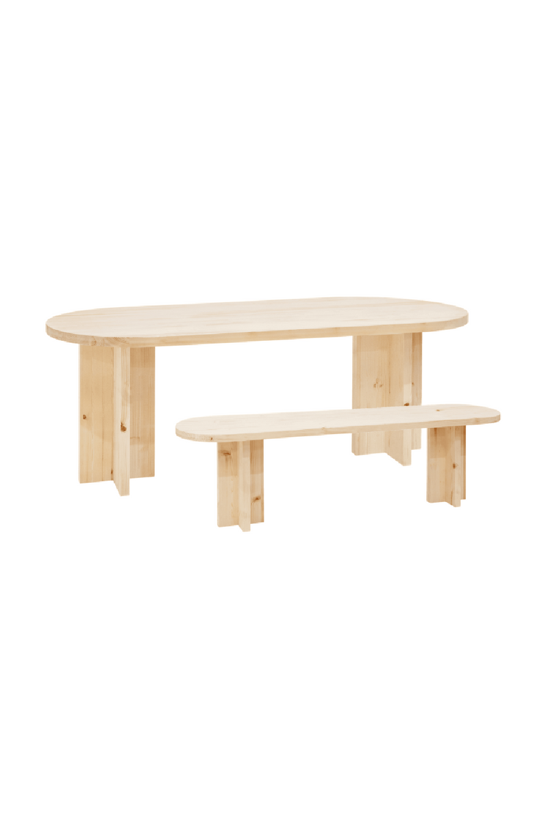 Oval Dining Table and Bench Set | Decowood Tokyo | Oroatrade.com