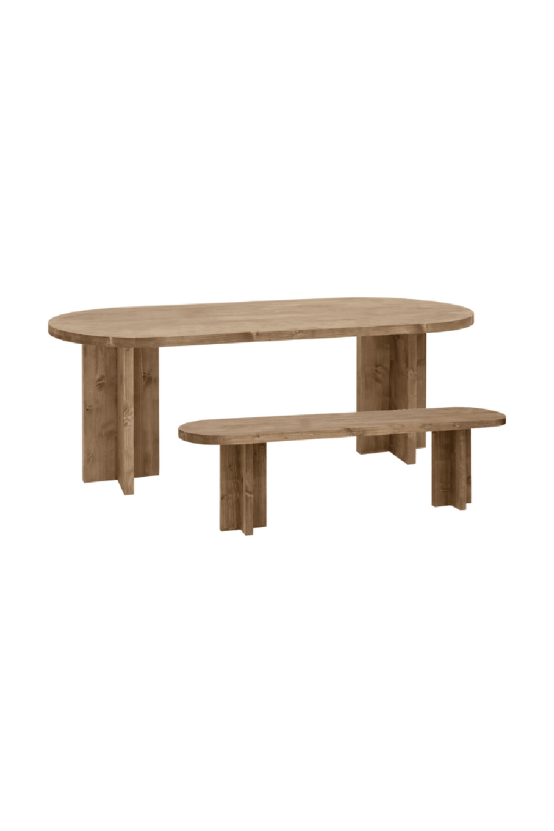 Oval Dining Table and Bench Set | Decowood Tokyo | Oroatrade.com