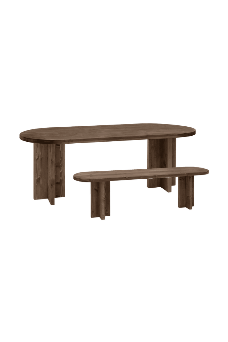 Oval Dining Table and Bench Set | Decowood Tokyo | Oroatrade.com
