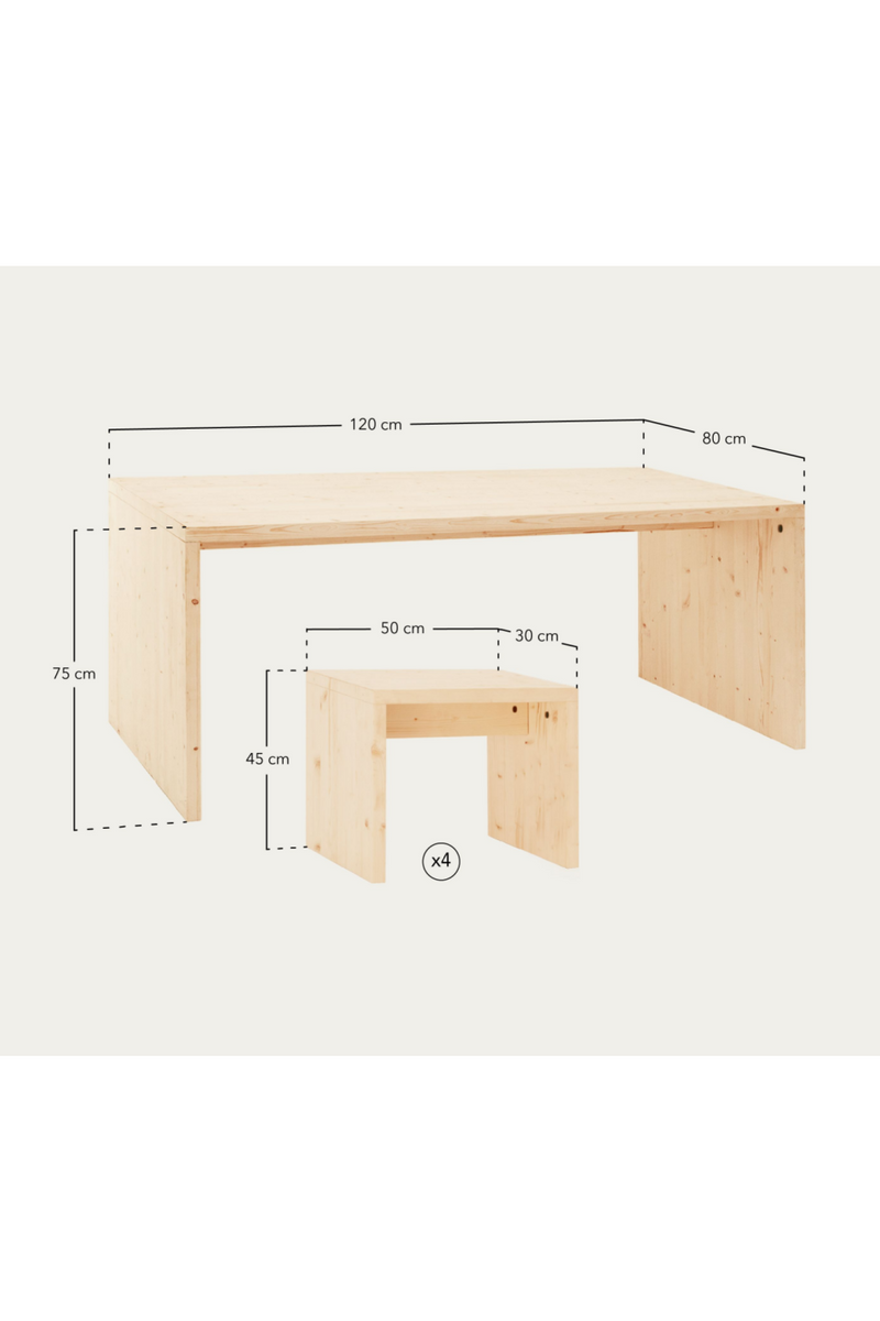 Wooden Dining Table With Stools (4) | Decowood Telva | Oroatrade.com