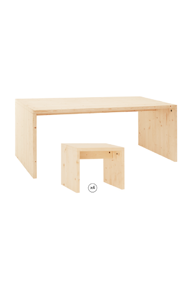 Wooden Dining Table With Stools (4) | Decowood Telva | Oroatrade.com
