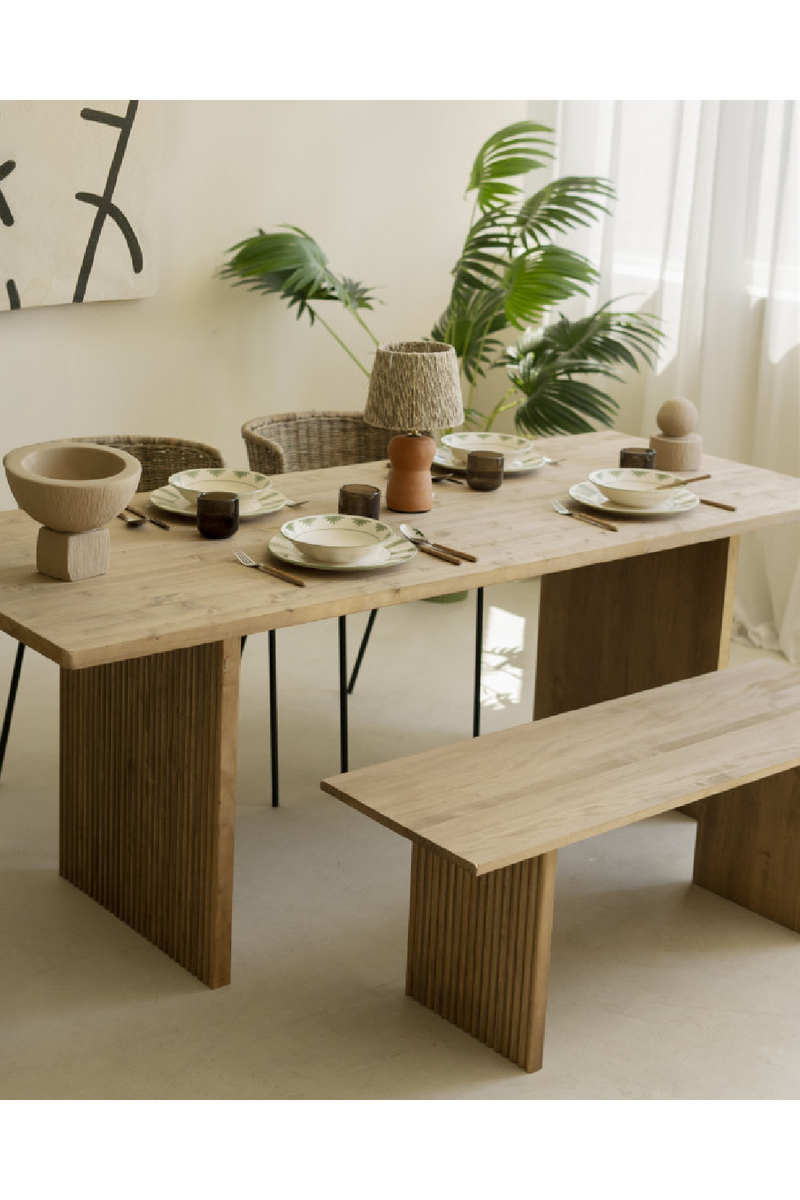 Fluted Wood Legs Bench | Decowood Bali | Oroatrade.com