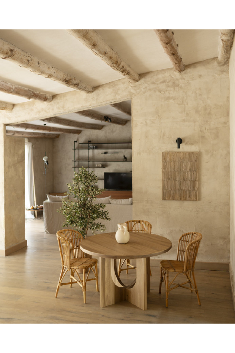 Varnished Poplar Round Dining Table | Decowood Lua | Oroatrade.com
