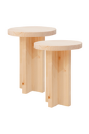 Crossed Base Wooden Side Tables (2) | Decowood Tokyo | Oroatrade.com