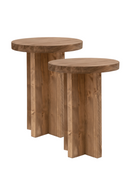 Crossed Base Wooden Side Tables (2) | Decowood Tokyo | Oroatrade.com