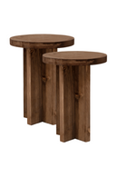 Crossed Base Wooden Side Tables (2) | Decowood Tokyo | Oroatrade.com