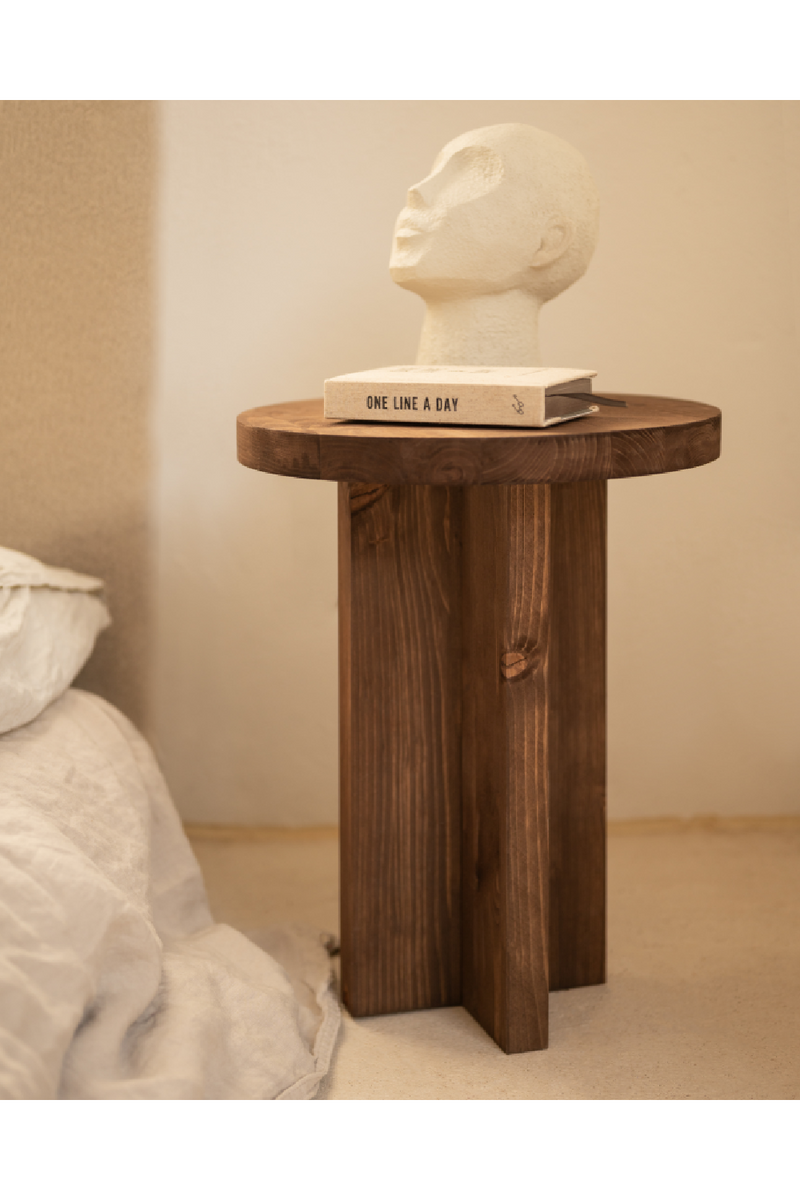 Crossed Base Wooden Side Tables (2) | Decowood Tokyo | Oroatrade.com