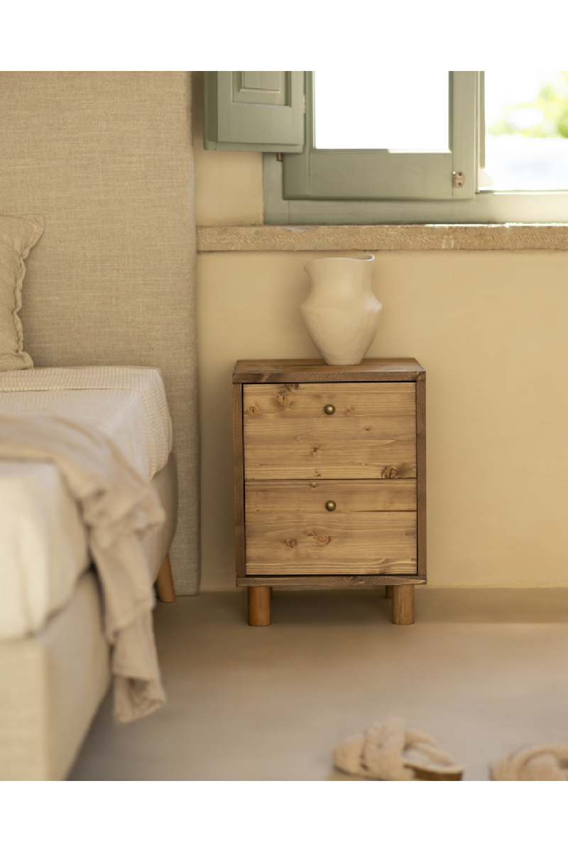 2-Drawer Wooden Nighstand Set (2) | Decowood Saura | Oroatrade.com