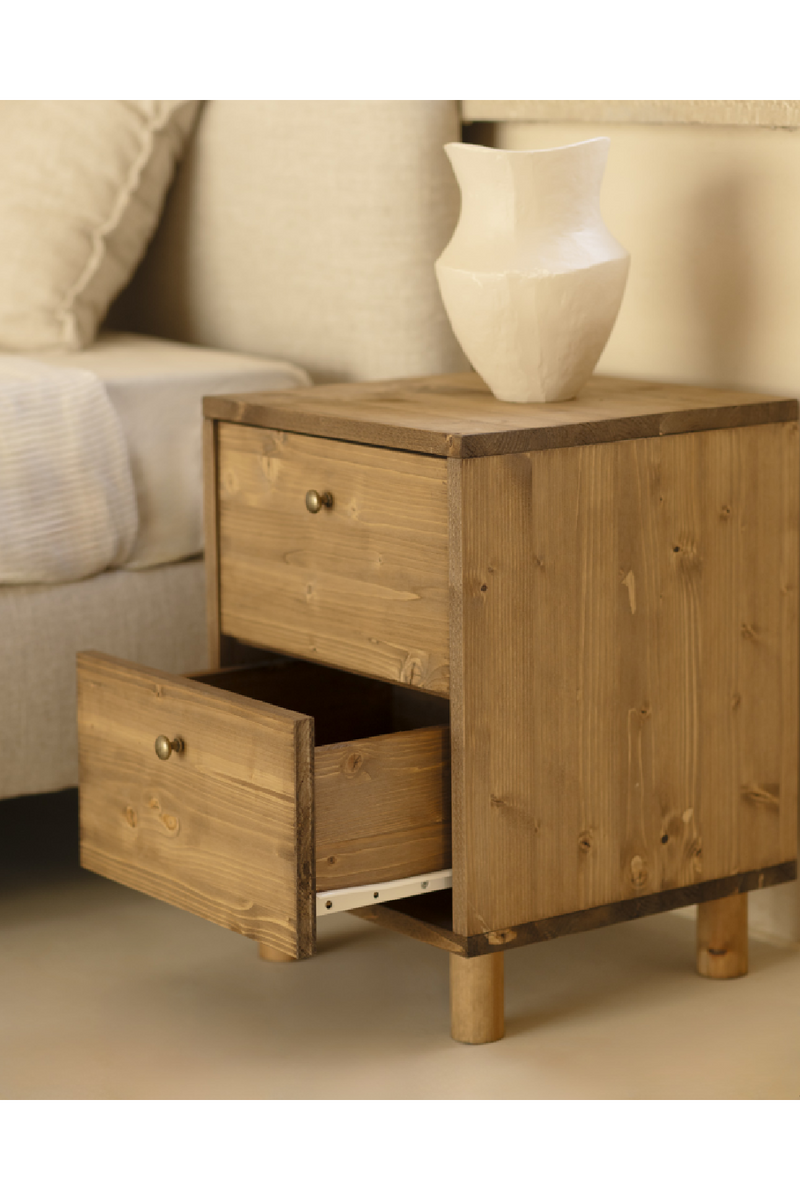 2-Drawer Wooden Nighstand Set (2) | Decowood Saura | Oroatrade.com