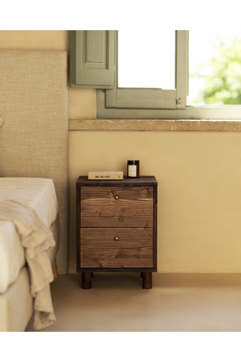 2-Drawer Wooden Nighstand Set (2) | Decowood Saura | Oroatrade.com