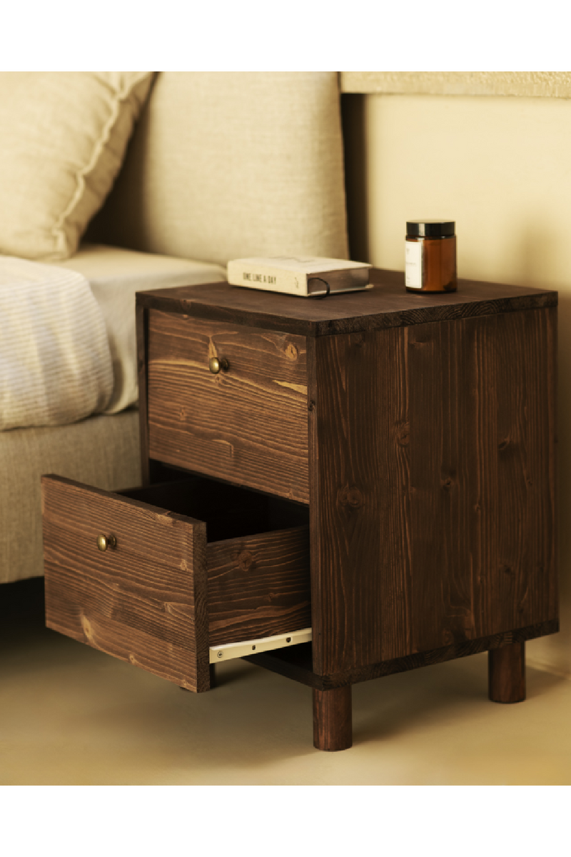 2-Drawer Wooden Nighstand Set (2) | Decowood Saura | Oroatrade.com