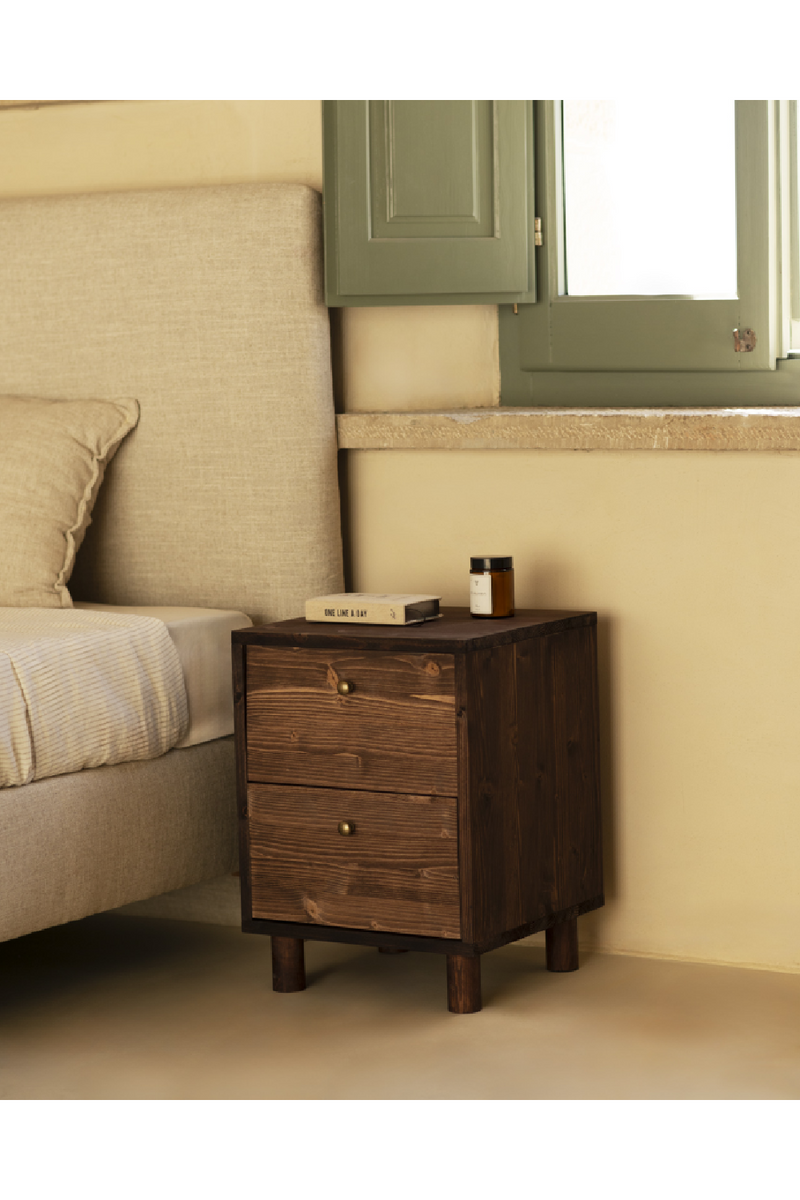 2-Drawer Wooden Nighstand Set (2) | Decowood Saura | Oroatrade.com