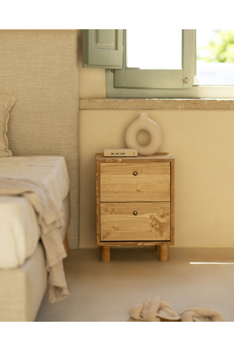 2-Drawer Wooden Nighstand Set (2) | Decowood Saura | Oroatrade.com