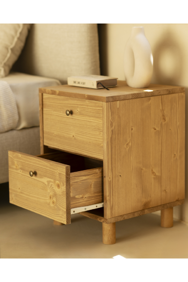 2-Drawer Wooden Nighstand Set (2) | Decowood Saura | Oroatrade.com