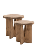 Geometric Base Wooden Side Tables (2) | Decowood Vega | Oroatrade.com